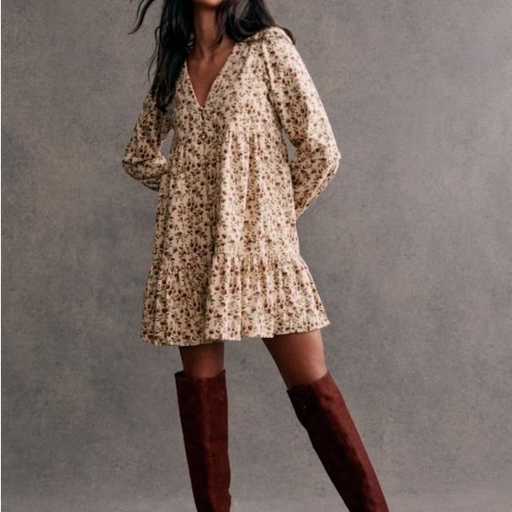 Sezane AURELIE dress in ecru Miranda print